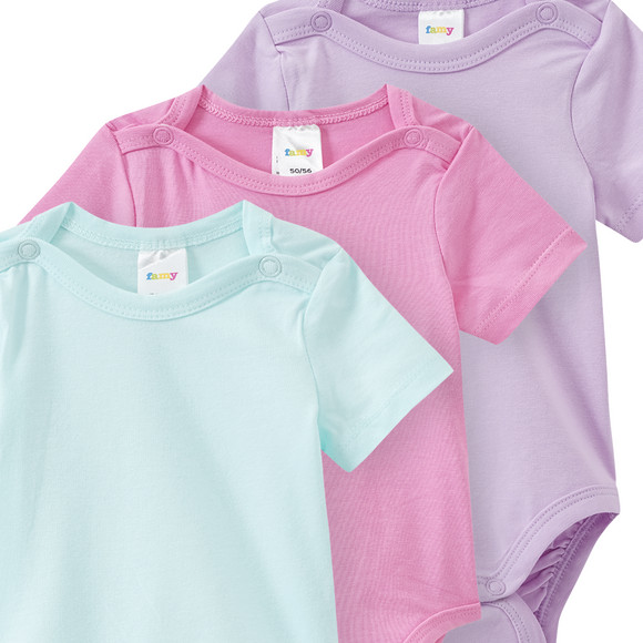 3 baby rompers in verschillende kleuren