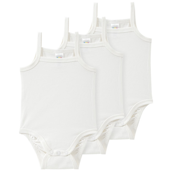 3 rompertjes in effen kleuren wit