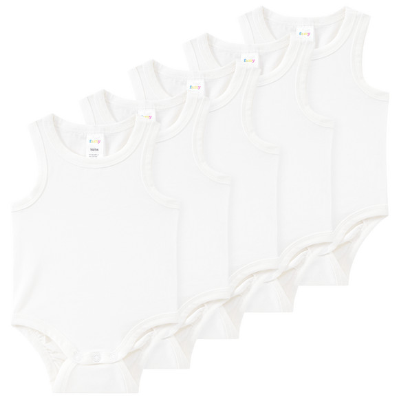 5 baby rompers in effen kleuren