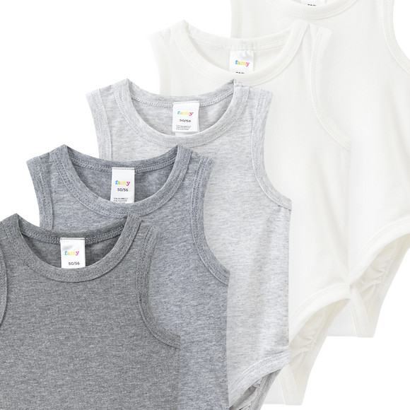 5 baby rompers in verschillende kleuren