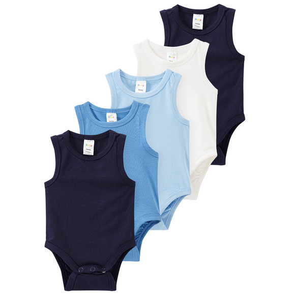 5 baby rompers in verschillende kleuren donkerblauw / lichtblauw