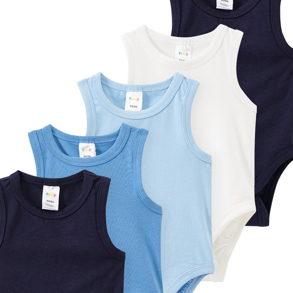 5 baby rompers in verschillende kleuren