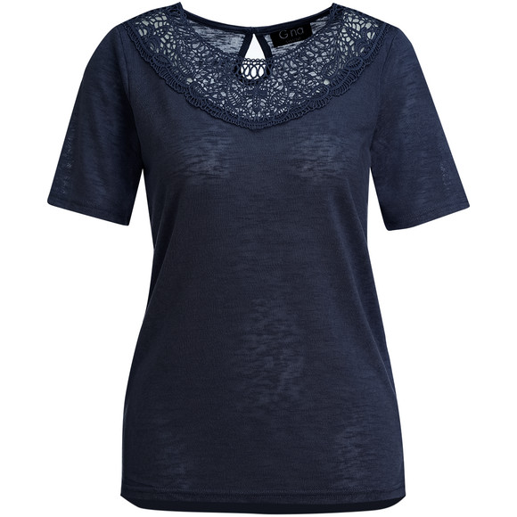 Damen T-Shirt mit Spitzenausschnitt