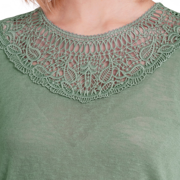 Damen T-Shirt mit Spitzenausschnitt