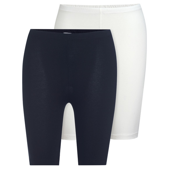 2 Damen Radler unifarben dunkelblau / weiss