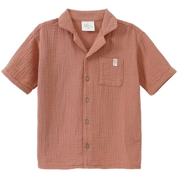 Jungen Musselin-Hemd mit Brusttasche terracotta