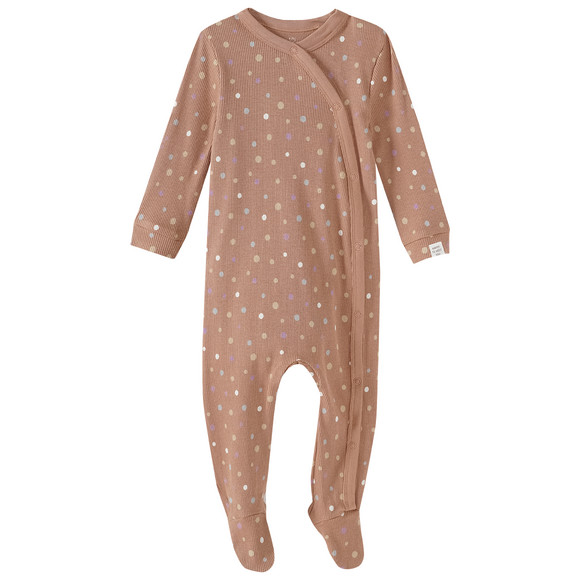 Newborn pyjama met geribbelde textuur lichtbruin