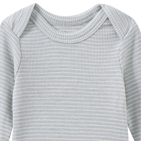 Babybody van wol en zijde met geribde textuur