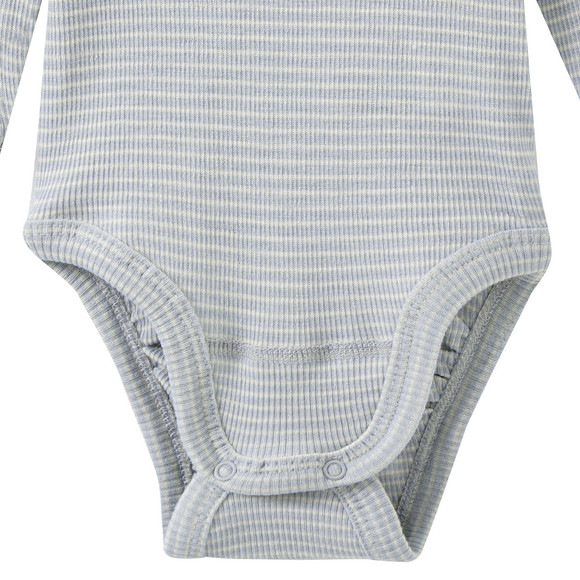 Babybody van wol en zijde met geribde textuur