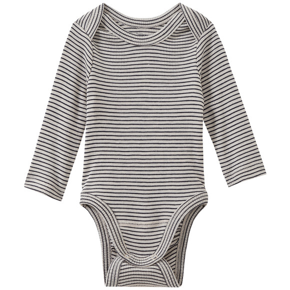 Babybody van wol en zijde met geribde textuur