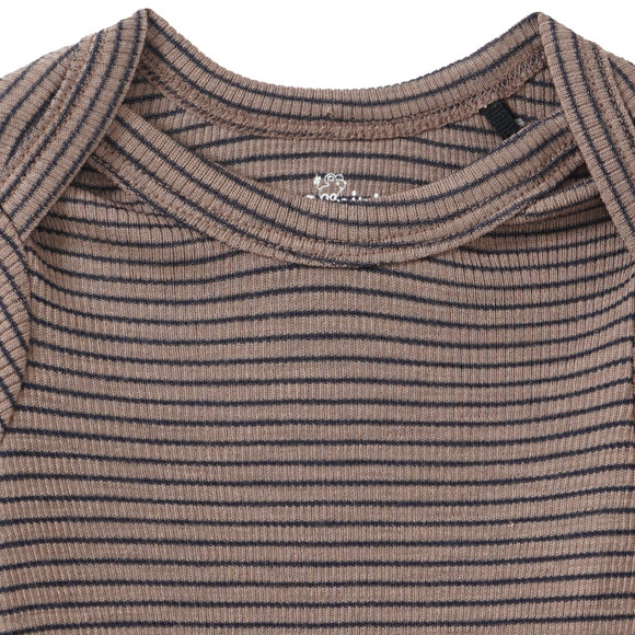 Babybody van wol en zijde met geribde textuur