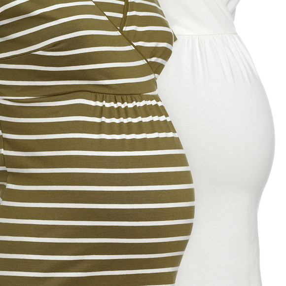 2 Damen Umstands-T-Shirts mit Stillfunktion