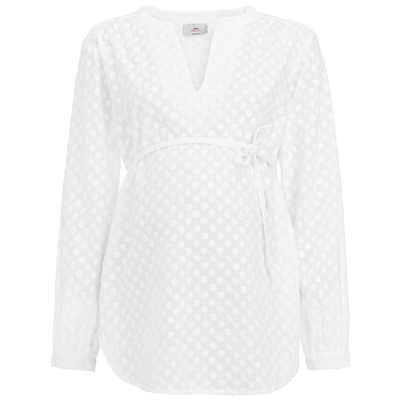 Damen Umstands-Bluse mit Blumen-Stickerei