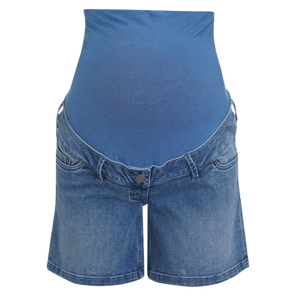 Damen Umstands-Jeansshorts mit Used-Waschung