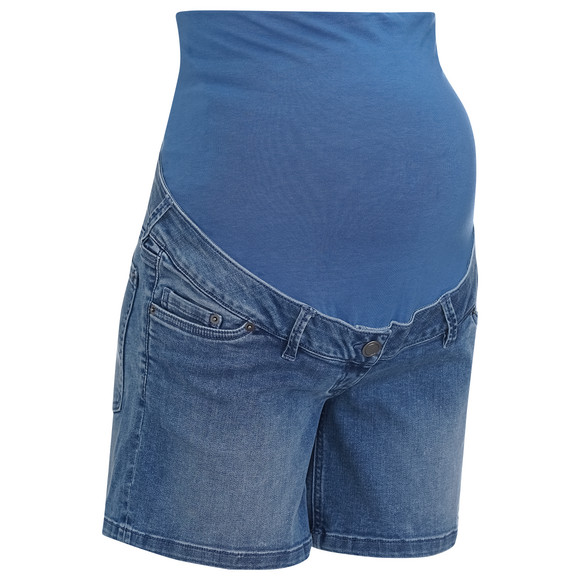 Damen Umstands-Jeansshorts mit Used-Waschung