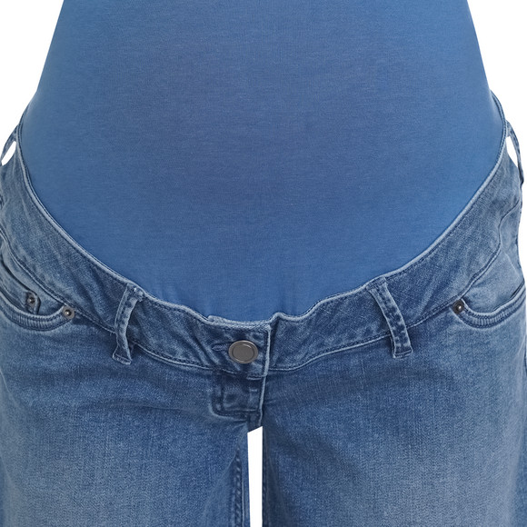 Damen Umstands-Jeansshorts mit Used-Waschung
