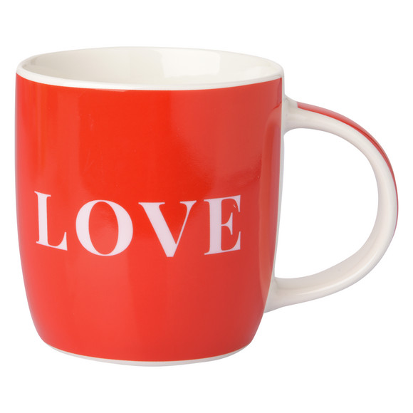 Tasse mit Schriftzug rot