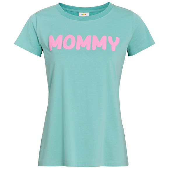 Damen T-Shirt mit Message-Print helltürkis