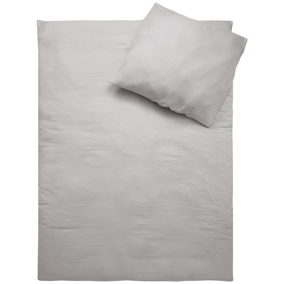 Musselin Bettwäsche 155 x 220 cm unifarben grau