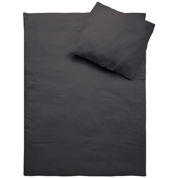 Musselin Bettwäsche 155 x 220 cm unifarben dunkelgrau