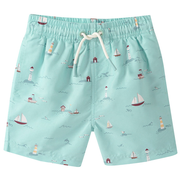 Jungen Badeshorts mit Segelschiffen türkis
