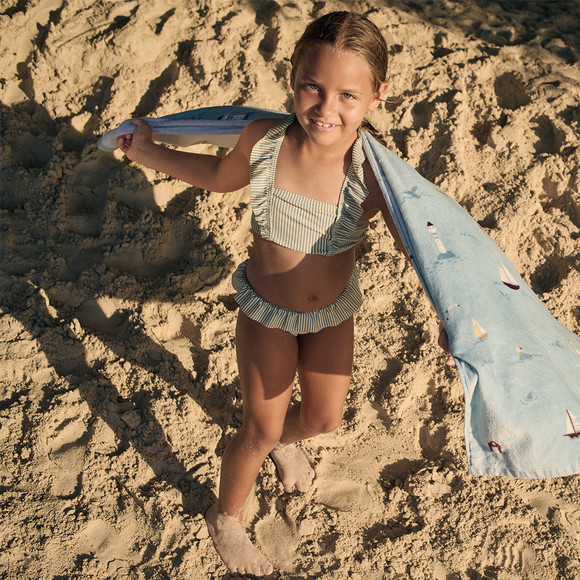 Mädchen Bikini mit Seersucker-Streifen