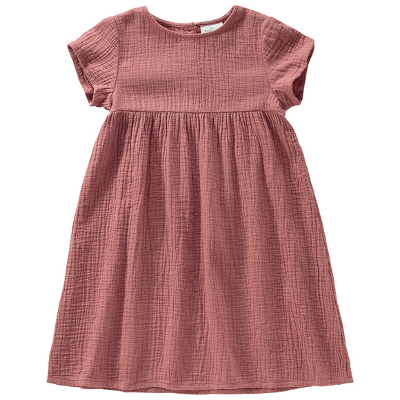 Mädchen Musselin-Kleid mit Teilungsnaht dunkelrosa