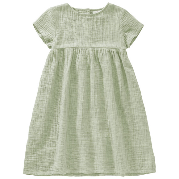 Mädchen Musselin-Kleid mit Teilungsnaht oliv