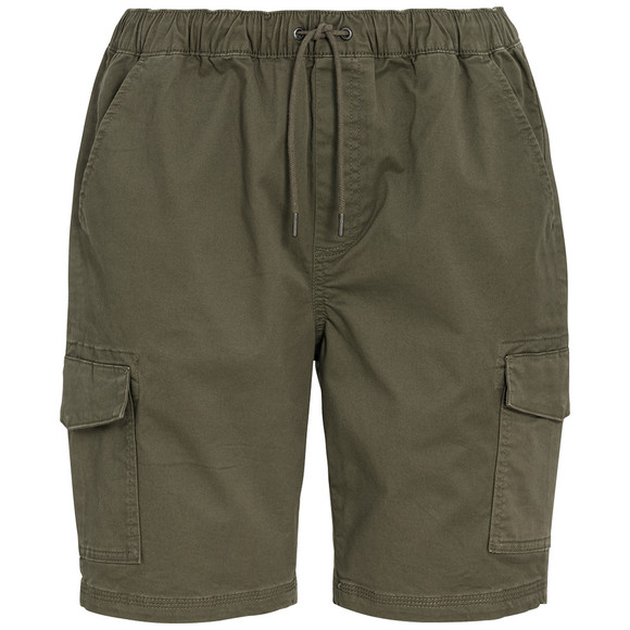 Herencargoshort met elastische tailleband olijf