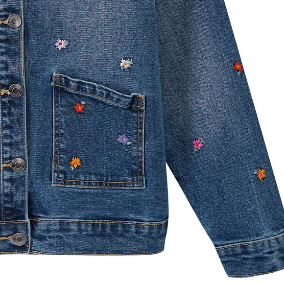 Mädchen Jeansjacke mit Blumen-Stickerei