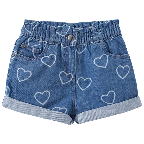 Mädchen Jeansshorts mit Herzen allover