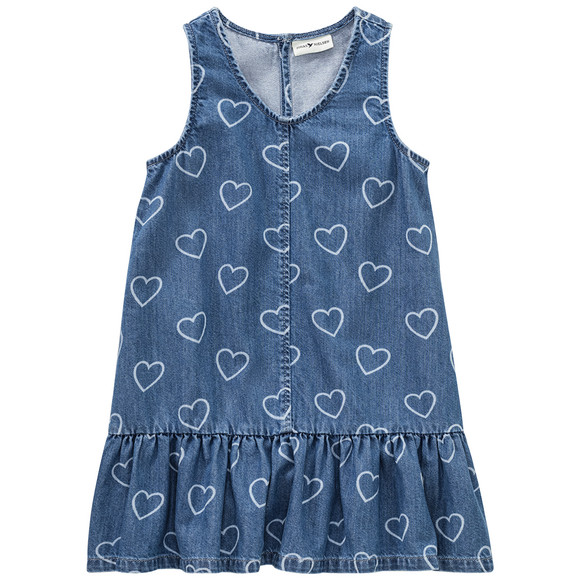 Mädchen Jeanskleid mit Herzen allover