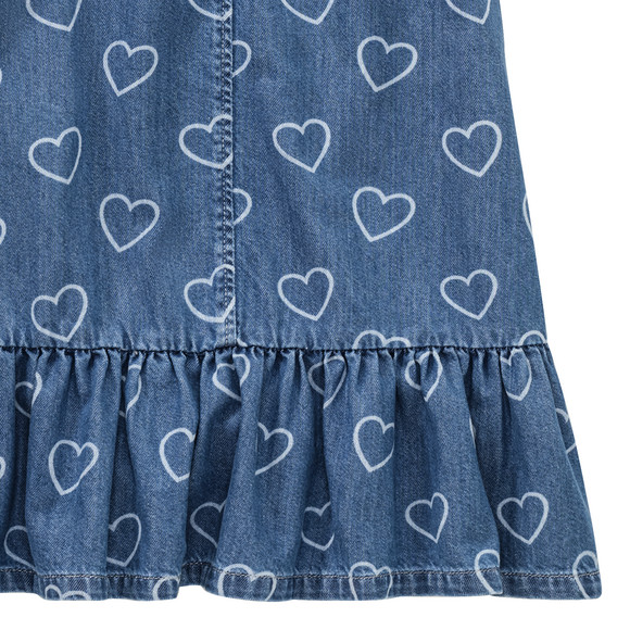 Mädchen Jeanskleid mit Herzen allover