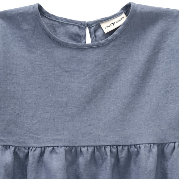 Mädchen Leinen-Kleid mit kurzen Ärmeln