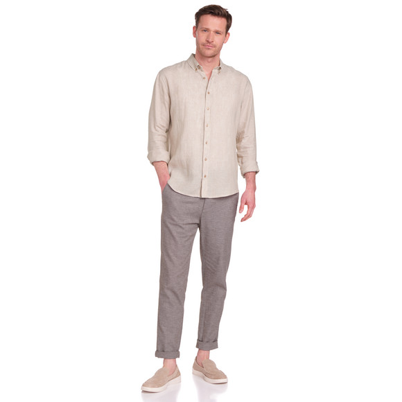 Herren Leinen-Hemd mit Button-Down-Kragen