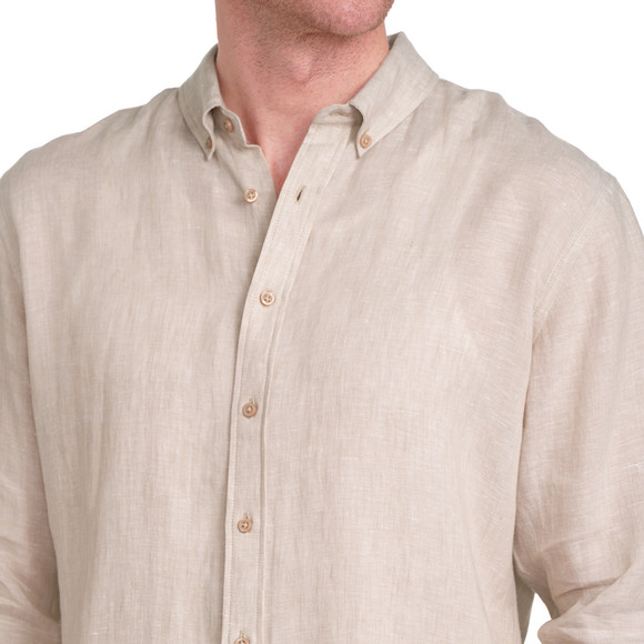 Herren Leinen-Hemd mit Button-Down-Kragen