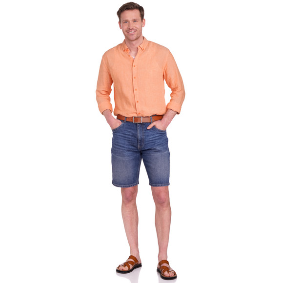 Herren Leinen-Hemd mit Button-Down-Kragen