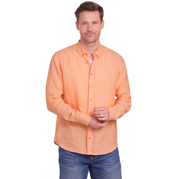 Herren Leinen-Hemd mit Button-Down-Kragen