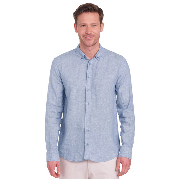 Herren Leinen-Hemd mit Button-Down-Kragen