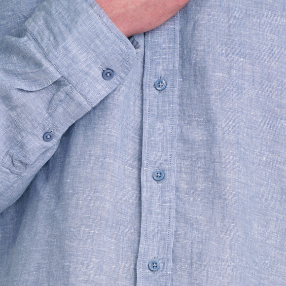 Herren Leinen-Hemd mit Button-Down-Kragen