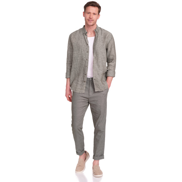 Herren Leinen-Hemd mit Button-Down-Kragen