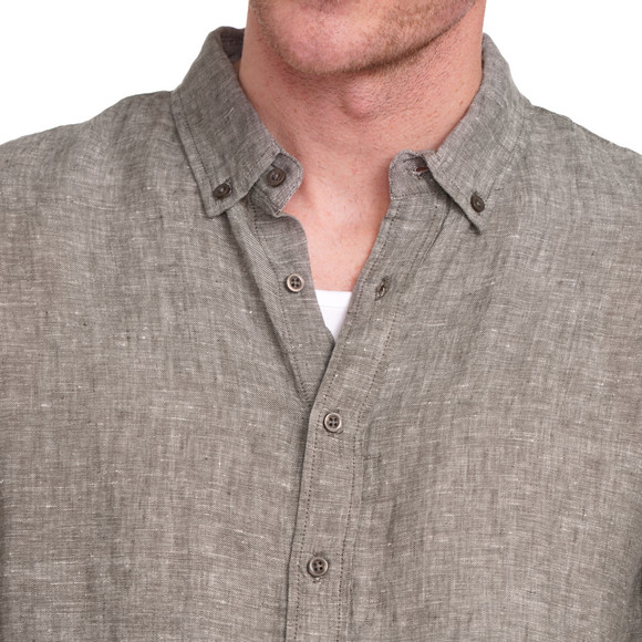 Herren Leinen-Hemd mit Button-Down-Kragen