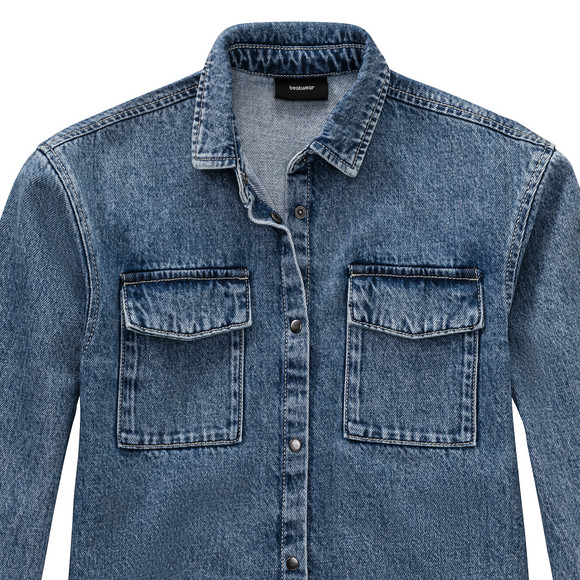 Mädchen Jeans-Bluse mit Druckknöpfen