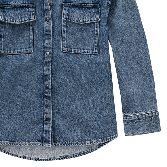 Mädchen Jeans-Bluse mit Druckknöpfen