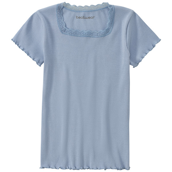 Mädchen T-Shirt mit Spitze hellblau