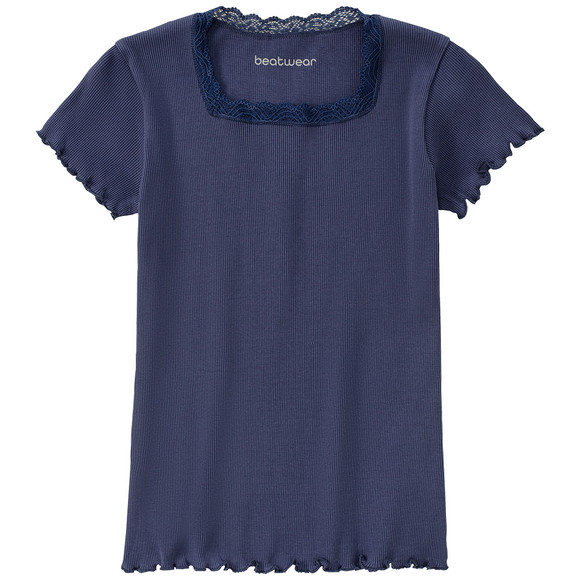 Mädchen T-Shirt mit Spitze dunkellila