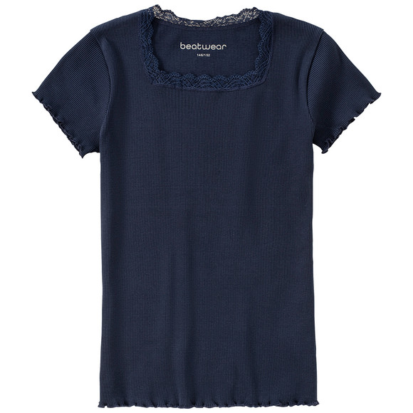Mädchen T-Shirt mit Spitze dunkelblau
