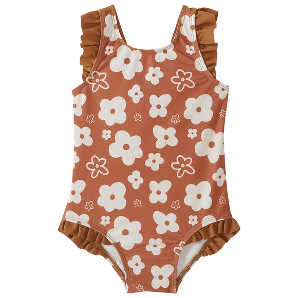 Baby Badeanzug mit Blumen-Allover hellbraun / weiss