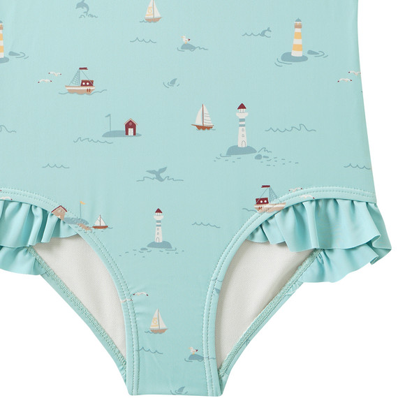 Mädchen Badeanzug mit Segelschiffen