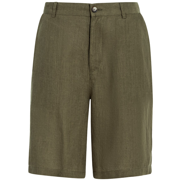 Herren Leinen-Shorts in Unifarben oliv